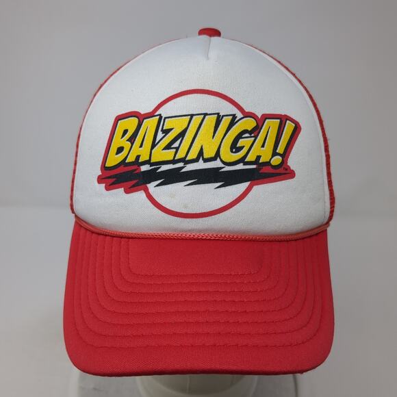 Bazinga Snapback Trucker Hat Red OS Adjustable Mesh Back The Big Bang Theory - Picture 2 of 10